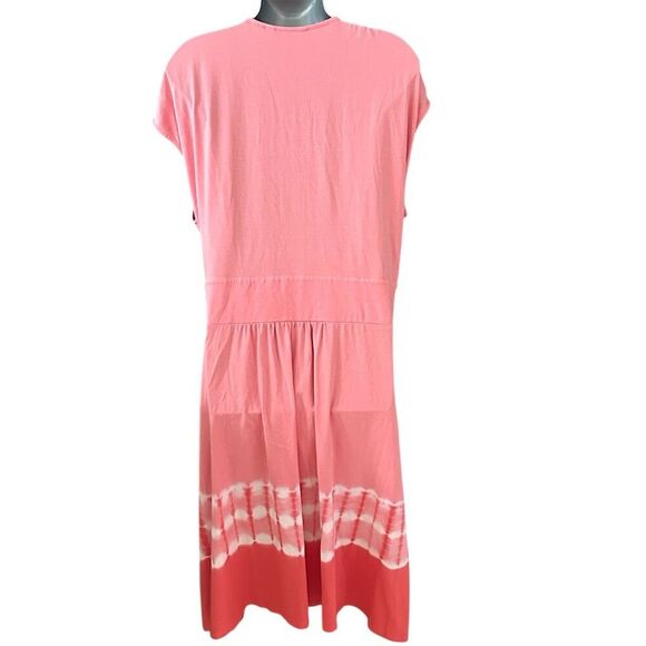 Lands' End Women's Plus Size Knot-Front Orange Tie-Dye Dress 20-22W - Picture 3 of 5